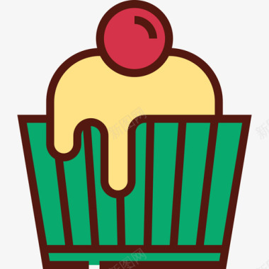 纸杯蛋糕食物6线性颜色图标图标