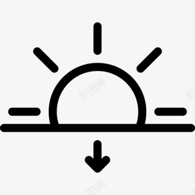 保险图标日落天气和保险2线性图标图标