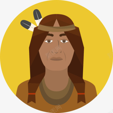 美洲土著民族文化圆形扁平图标图标