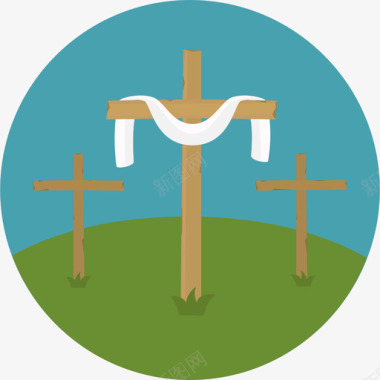 耶稣受难复活节2圆形平面图标图标