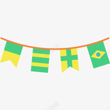 旗帜彩色巴西元素扁平图标图标