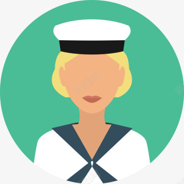 水手服务人员圆形平面图标图标