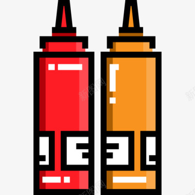 食品和餐厅番茄酱食品和餐厅3线性颜色图标图标