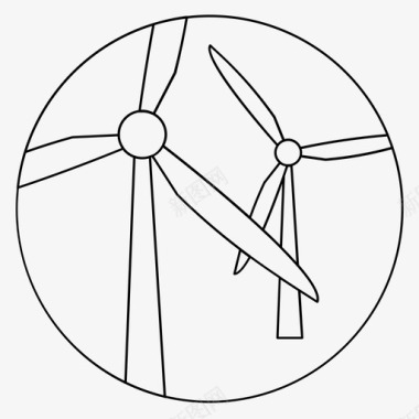 矢量风力发电机风力涡轮机空气环保图标图标