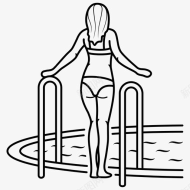 游泳池泳衣散步图标图标