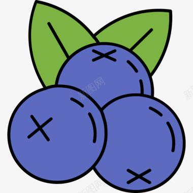 蓝莓食物和饮料6颜色128px图标图标