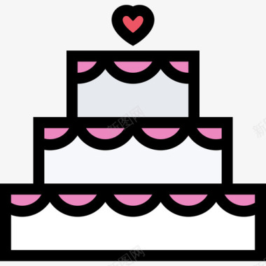 结婚蛋糕爱情5彩色图标图标