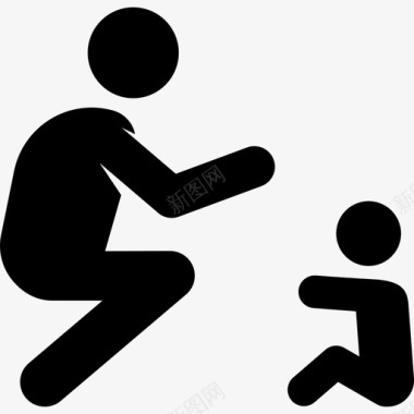 父亲与儿子父亲婴儿象形图填充图标图标