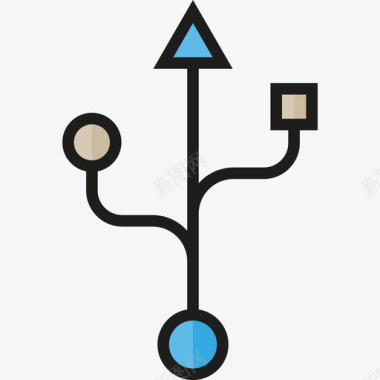 USB插头Usb端口用户接口4线性颜色图标图标
