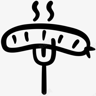 香肠烧烤叉子图标图标