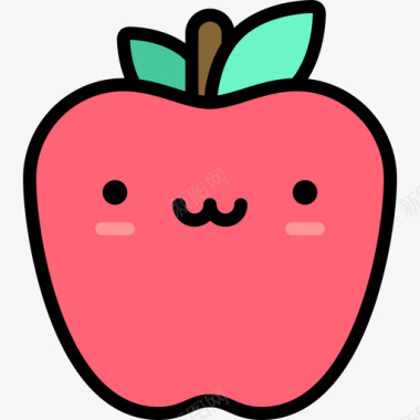 苹果苹果可爱的食物3线性颜色图标图标