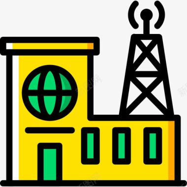 大楼新闻媒体黄色图标图标