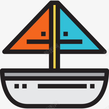 夏季新品帆船夏季2线性颜色图标图标
