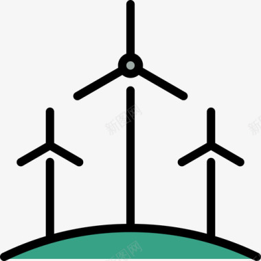 生态资源风车生态14线性颜色图标图标
