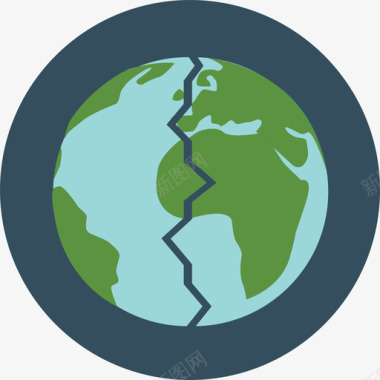地球仪生态学3圆形平面图标图标