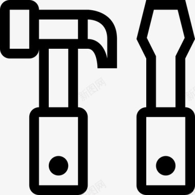 锤子和螺丝刀一字工具图标图标