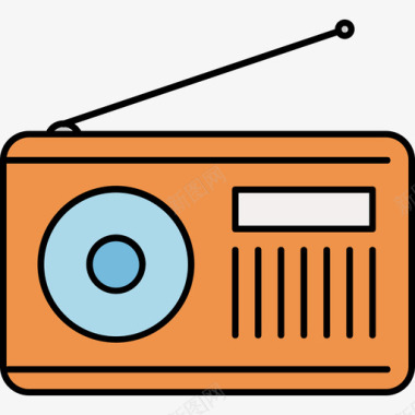 收音机多媒体5彩色128px图标图标