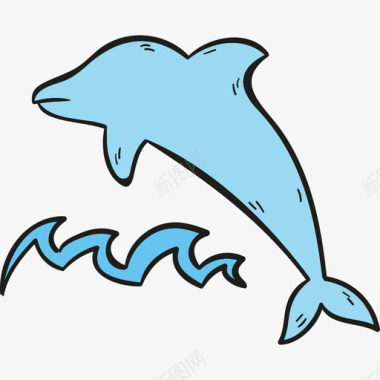 海豚海豚夏日假期色彩图标图标