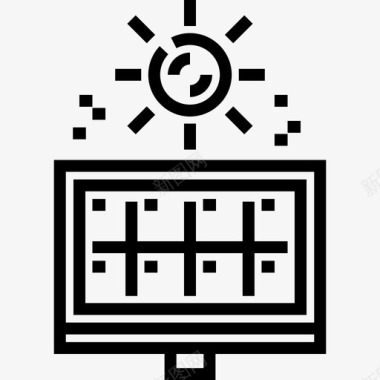 矢量太阳云朵太阳能生态学16线性图标图标