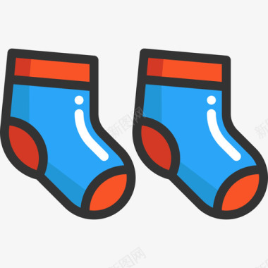 儿童素材袜子儿童元素线性颜色图标图标
