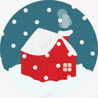 房子圣诞节8号圆形公寓图标图标