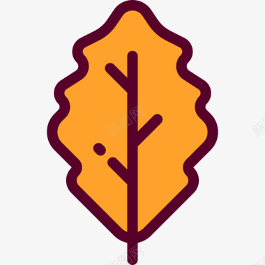 橡树橡树叶感恩节3线形颜色图标图标