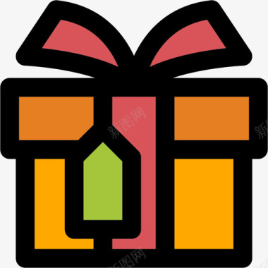 礼品电子商务套装2线性颜色图标图标