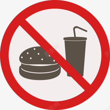 快餐警告标志圆形平面图标图标