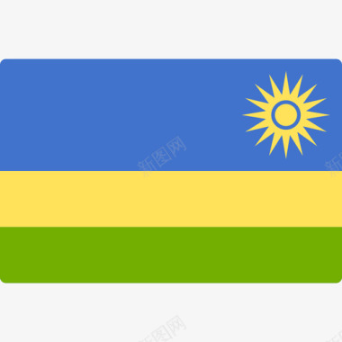 卢旺达国际旗帜长方形图标图标