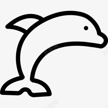 海豚海洋生物线状线状图标图标