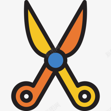 剪刀剪刀工具2线颜色图标图标