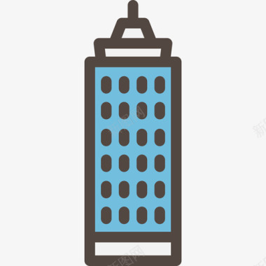 摩天大楼建筑施工线条色彩图标图标