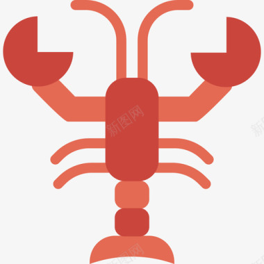 龙虾食物海洋生物扁平色图标图标