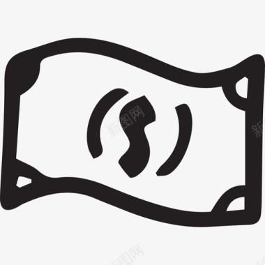 美元钞票手绘电子商务黑色图标图标