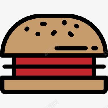 食品和餐厅汉堡食品和餐厅大包装颜色线性颜色图标图标