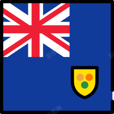 特克斯和凯科斯群岛旗帜收藏3方形图标图标