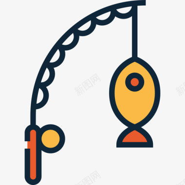 硬鱼竿钓鱼竿野营6线颜色图标图标