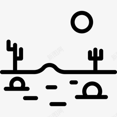 沙漠西部荒野线性图标图标