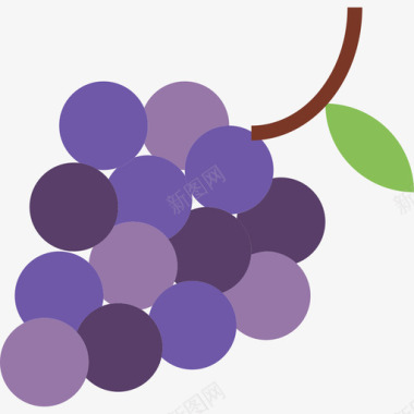 葡萄美食套装平坦图标图标