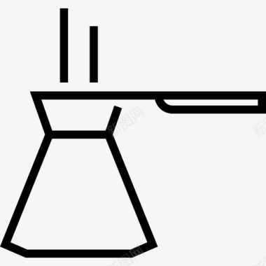 土耳其首都土耳其Cezve咖啡店元素直线型图标图标