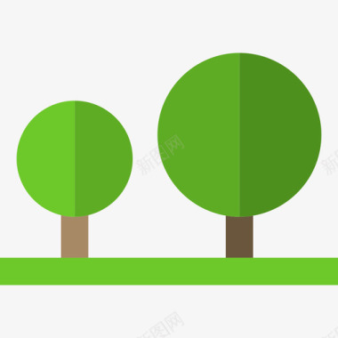 树木景观设置平坦图标图标