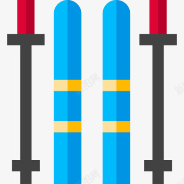 冬季度假村滑雪板冬季要素4平坦图标图标