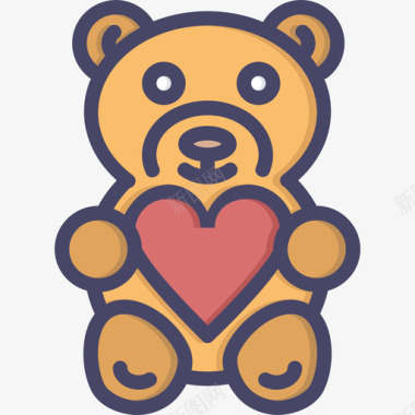 泰迪熊情人节2线性颜色图标图标
