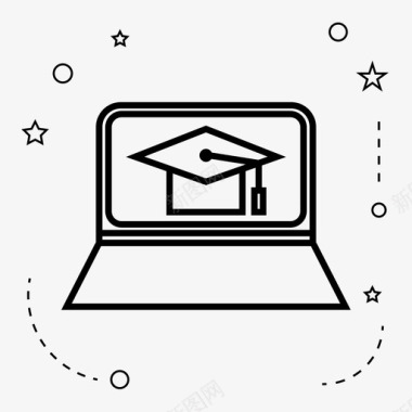 毕业帽笔记本电脑黑板图标图标