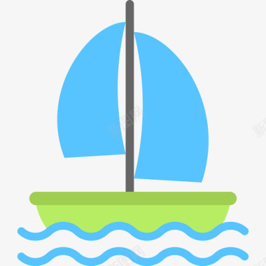 帆船夏季套装平底图标图标