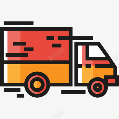 送货卡车电子商务图标元素线性颜色图标