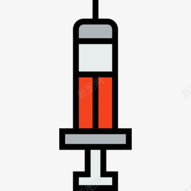 医疗针筒注射器卫生和医疗线性颜色图标图标
