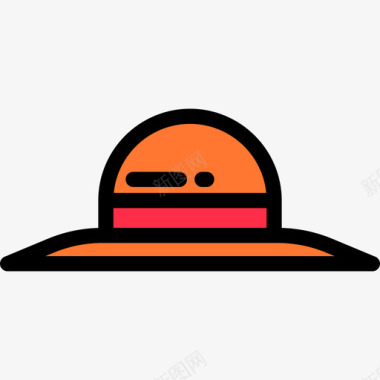 帽子野餐和烧烤颜色线性颜色图标图标