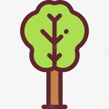 树木生态环境线条色彩图标图标