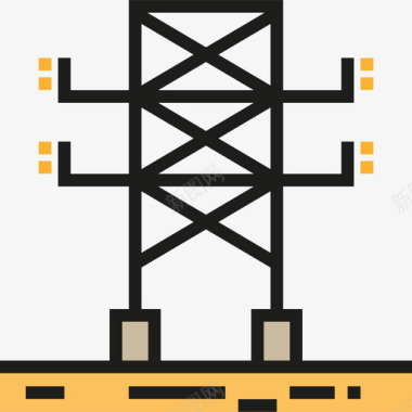 卡牌塔电线塔城市2线性颜色图标图标